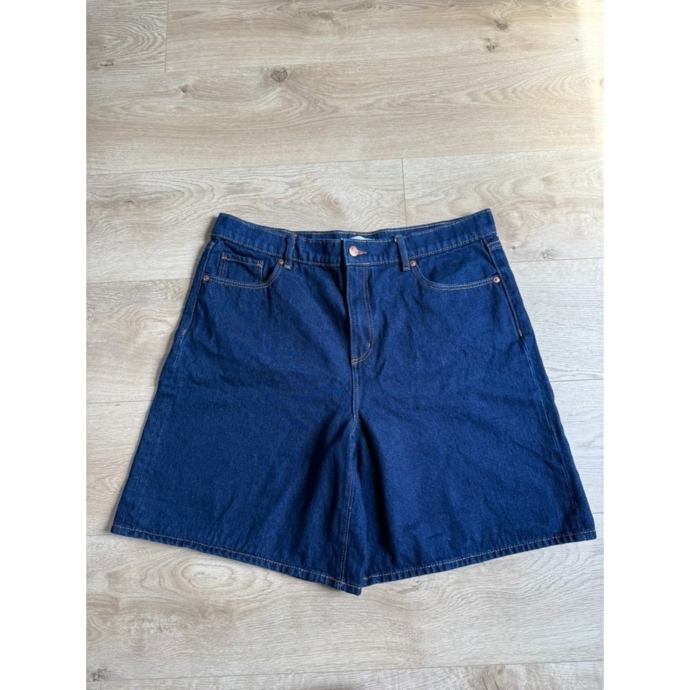 EUC LOFT bermuda denim dark wash jean shorts THE CUFF SHORT 100% cotton sz 31/12